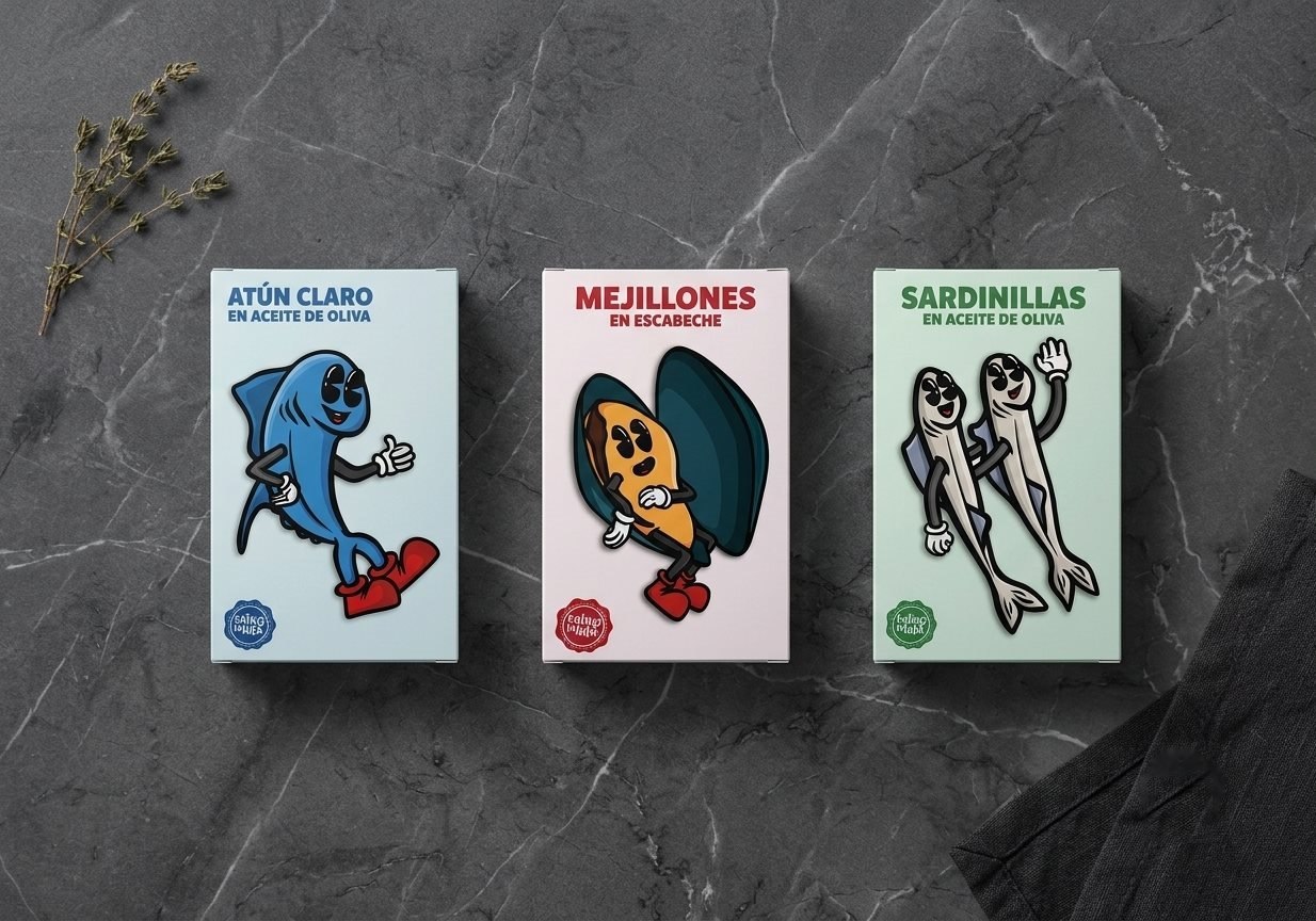 Catalalata — bodegón cenital de las latas sobre mármol