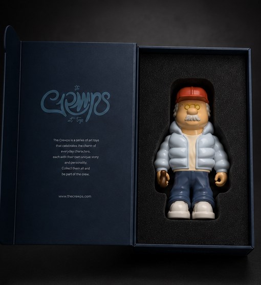Packaging de The Grmps abierto de frente, con la figura en su interior