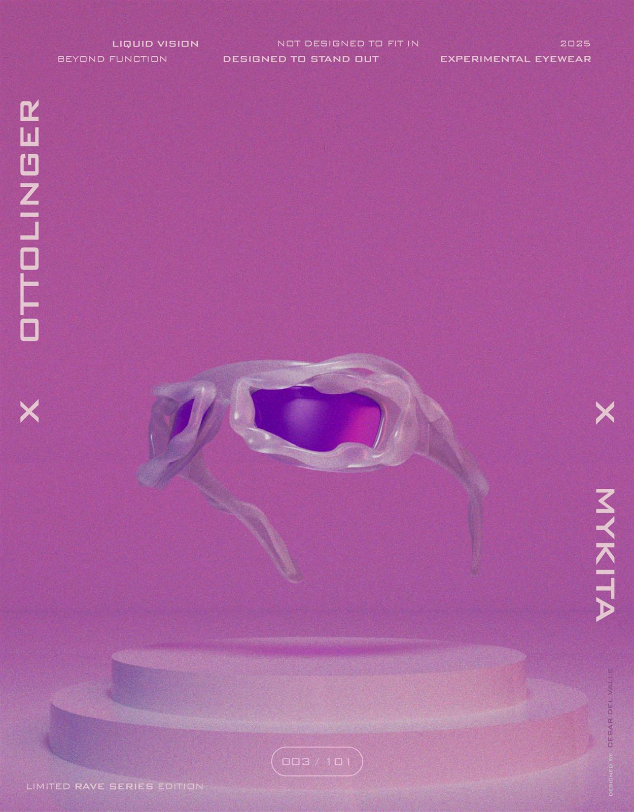 Ottolinger × Mykita — póster de campaña 03 (pódium)
